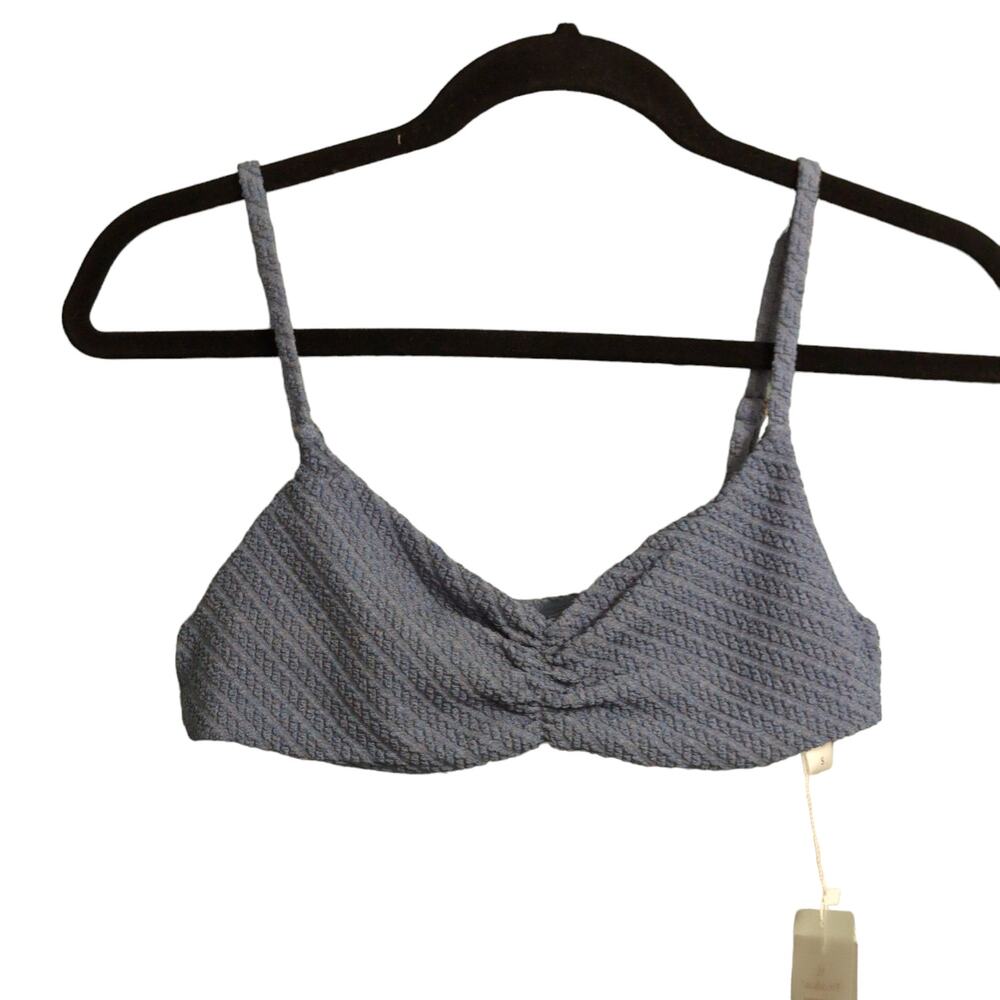 Andie Symi Top Bikini Macrame Slate Blue Adjustable V-neck Ruched S New